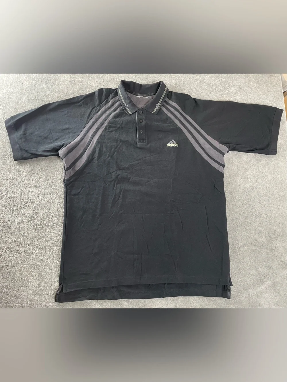Vintage Adidas Golf Polo Shirt Embroidered Logo Mens XL No Tag Black Gray Cotton